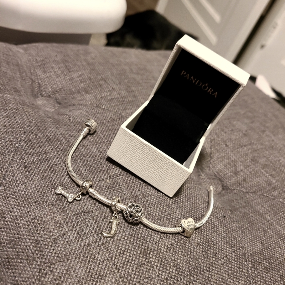 Pandora bracelet with charms